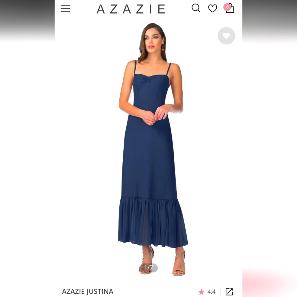 Azazie Justina dress A4 in navy blue